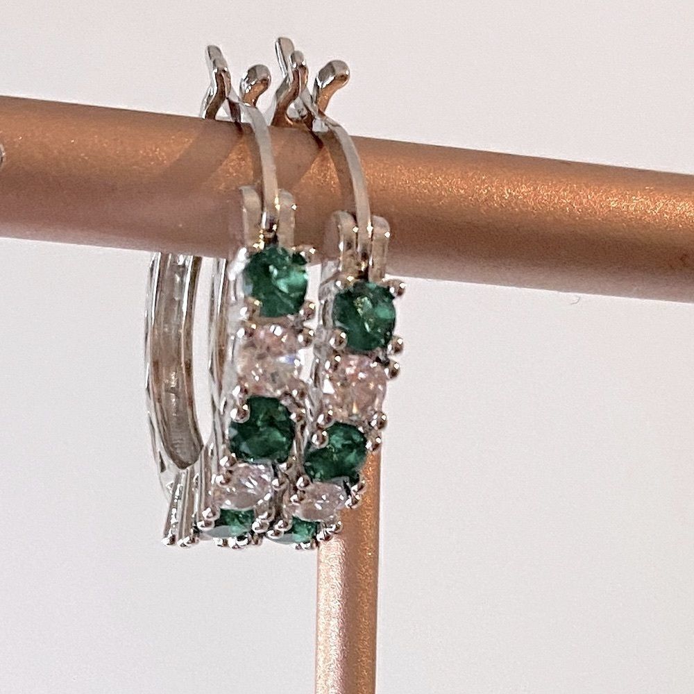 The Classic Bestselling 925 Silver Emerald  hoops